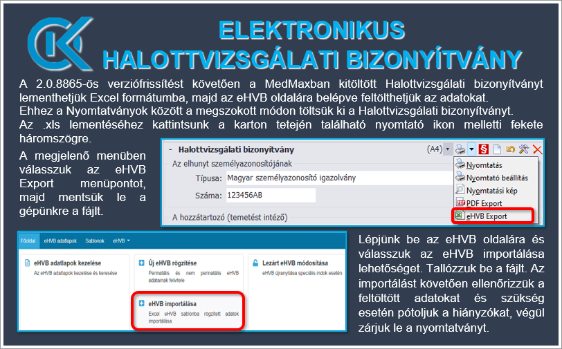 Adatok importálása az elektronikus Halottvizsgálati Bizonyítvány rendszerbe